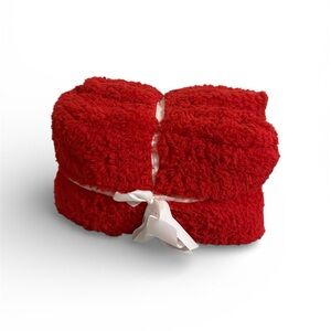 Faux Shearling Red King Blanket 102x90 new